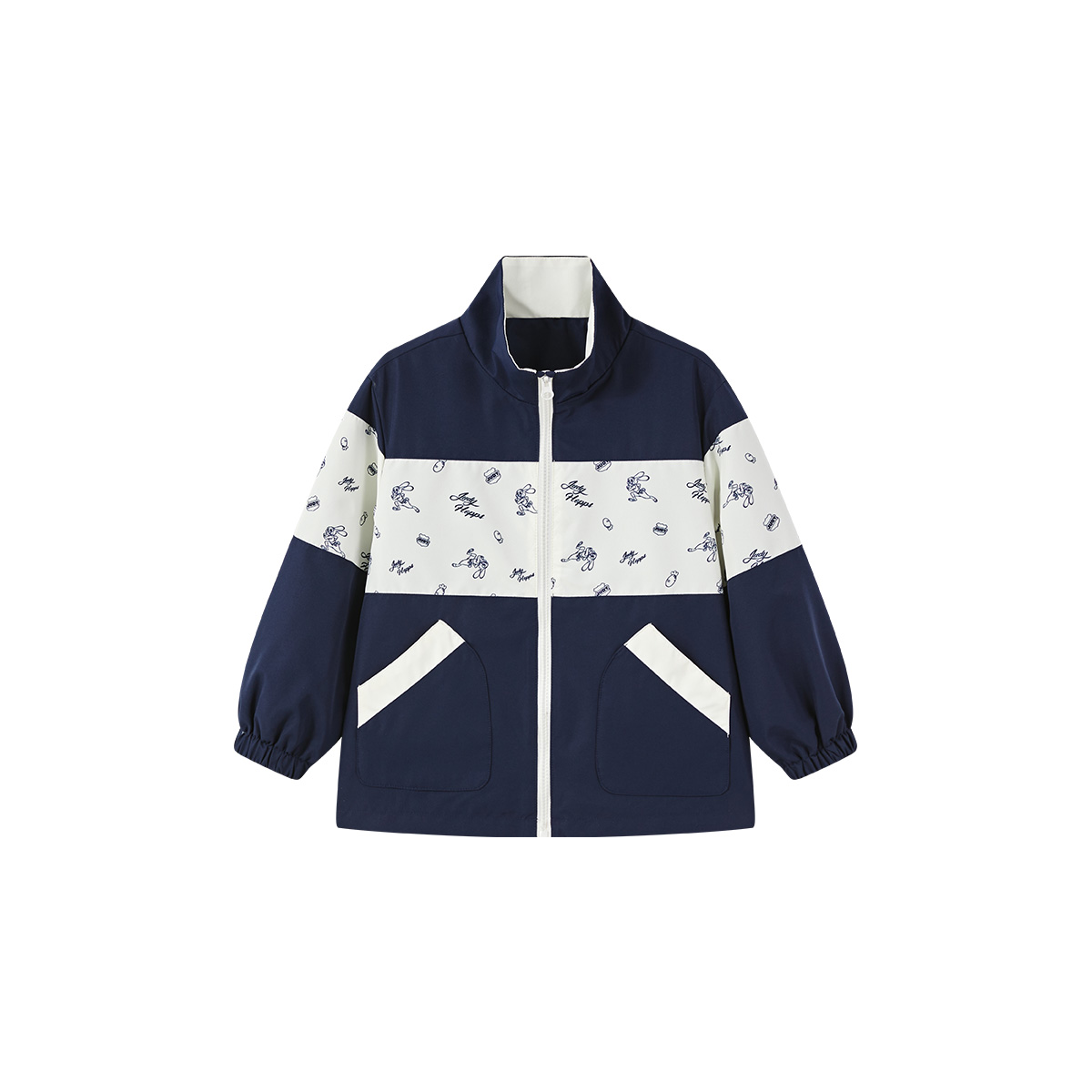 

Детская куртка с воротником-водолазкой утепленная Disney, темно-синий