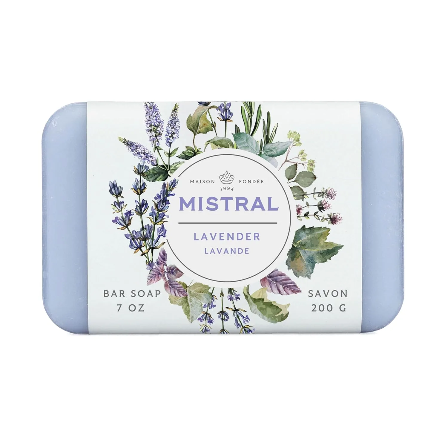 Мыло Mistral Classic French Bar, лаванда, 7 унций - тройного помола с органическим маслом ши и оливковым маслом, увлажняющее, 2 шт 396.90 г (2 шт.), olive
