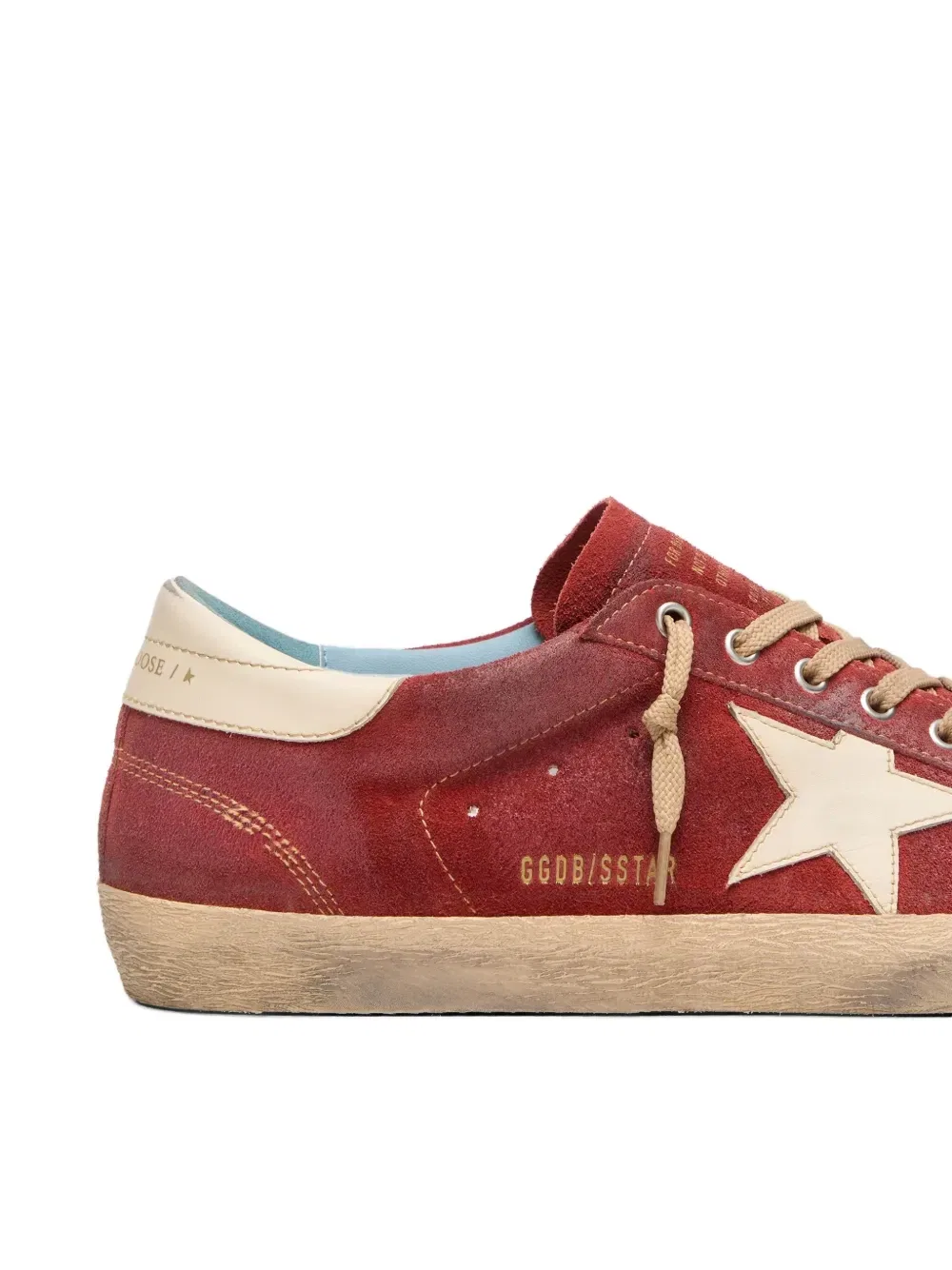 Кроссовки Super-Star из красной замши с кремовой кожаной звездой Golden Goose, красный — фото 4