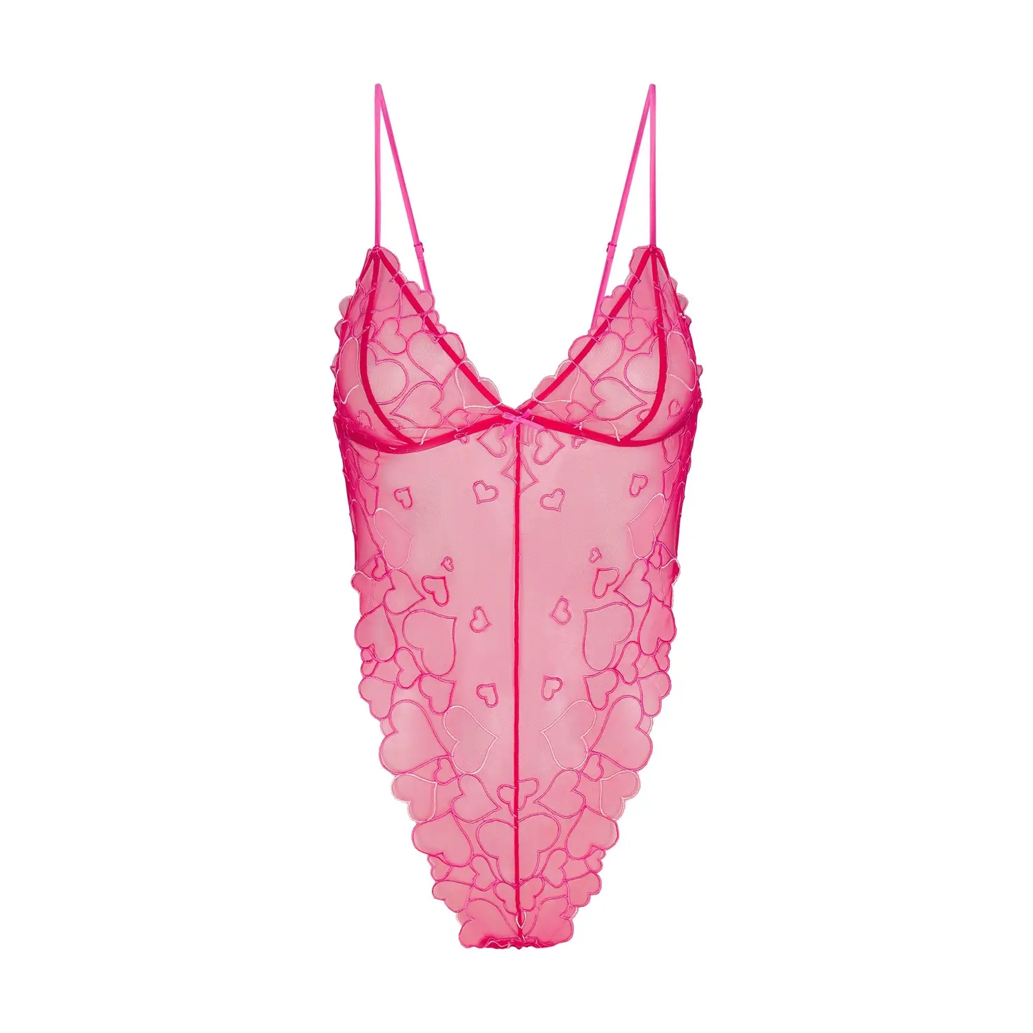 

Skims Костюм-комбинезон Valentine's Day Collection SS25 EMBROIDERED TULLE TEDDY для женщин Punch Press
