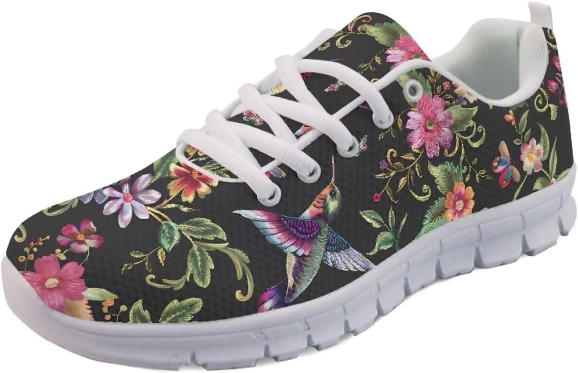 

Модные кроссовки низкие для бега для женщин и мужчин, теннисные, прогулочные, спортивные, фитнес-кроссовки, кроссовки для фестивалей Getelinseng, Embroidered Hummingbird Flower
