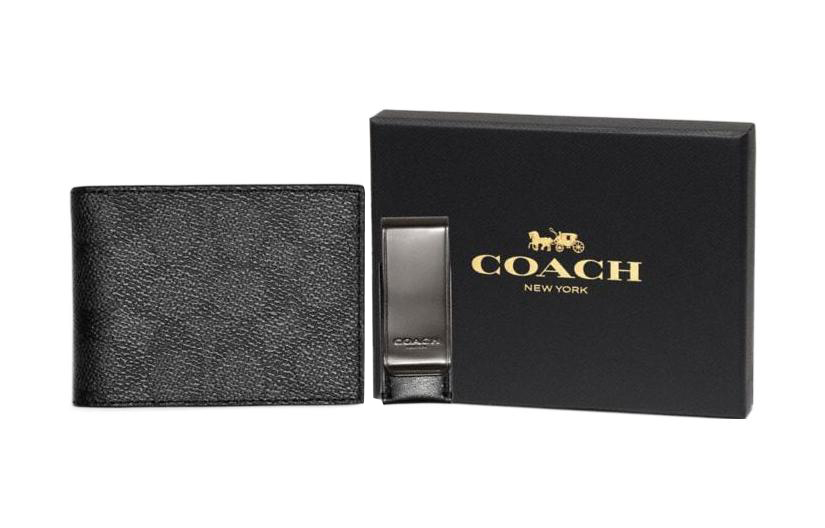 

Набор упакованных виниловых кошельков и мини-кошелёк мужской чёрный COACH