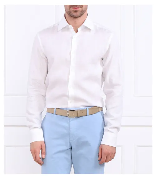 

Льняная рубашка h-hank-kent-c1-214 Slim fit Boss, белый