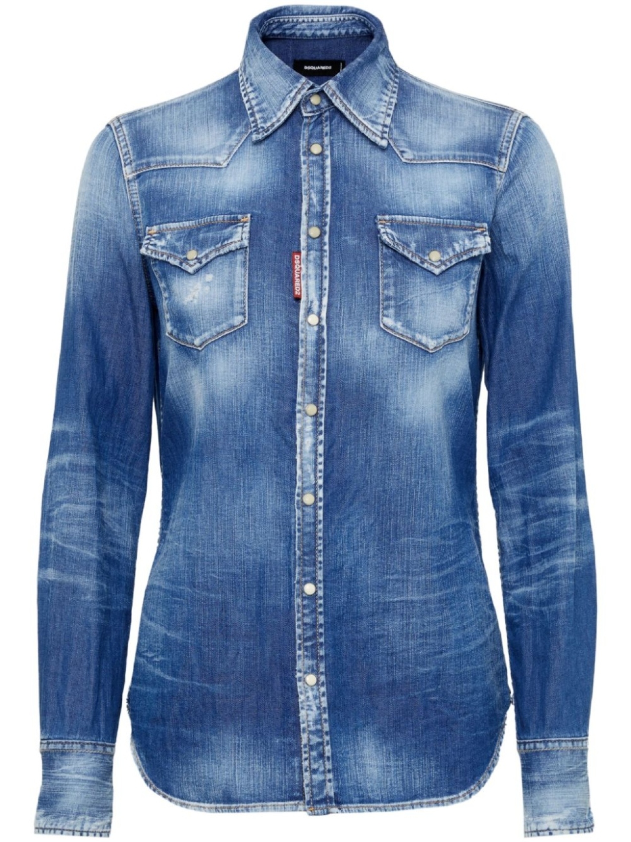 

DSQUARED2 джинсовая рубашка с эффектом потертости, синий