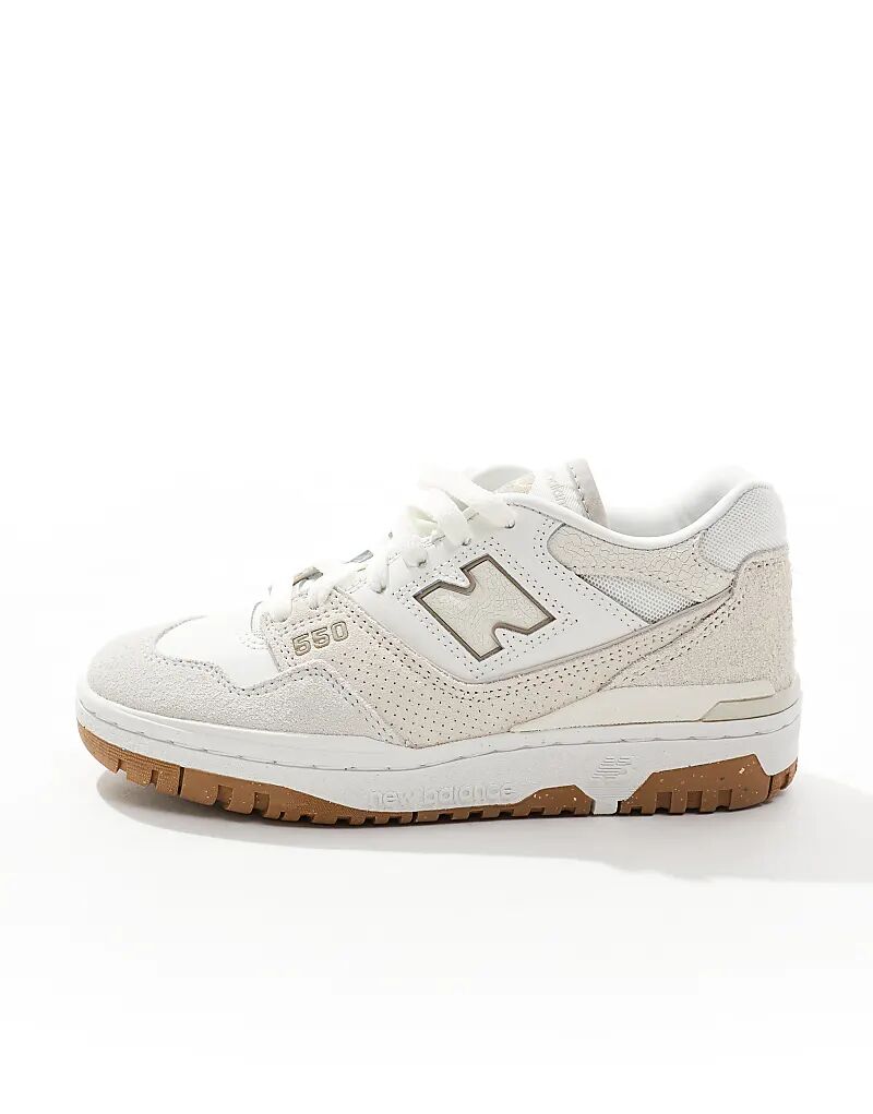 Кроссовки New Balance 550 кремового цвета с отделкой из камней — фото 2