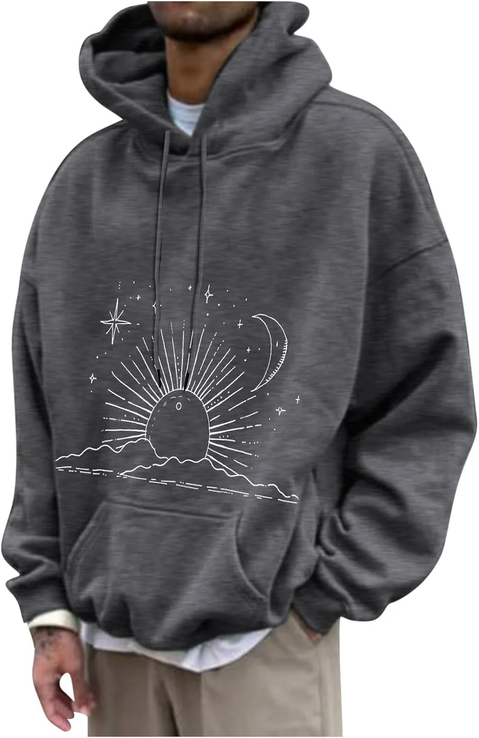 

Толстовка мужская Muscularfit с принтом, капюшон на шнурке