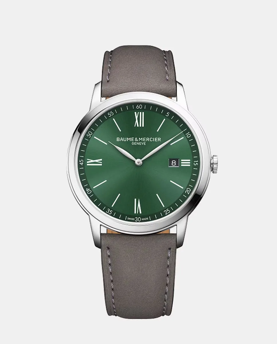 

Riviera M0A10607 мужские часы из нубука Baume & Mercier, цвет Topo