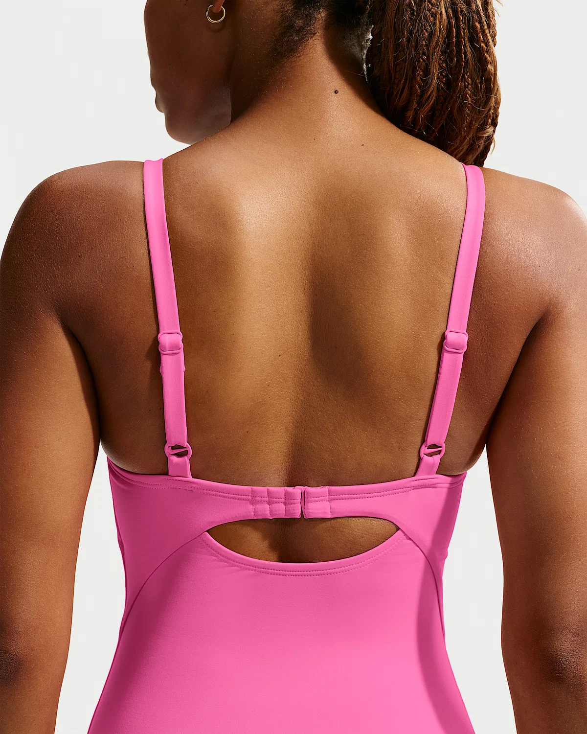 Женский цельный купальник Nike Swim Effortless Essential с V-образным вырезом, Pink Glow — фото 3