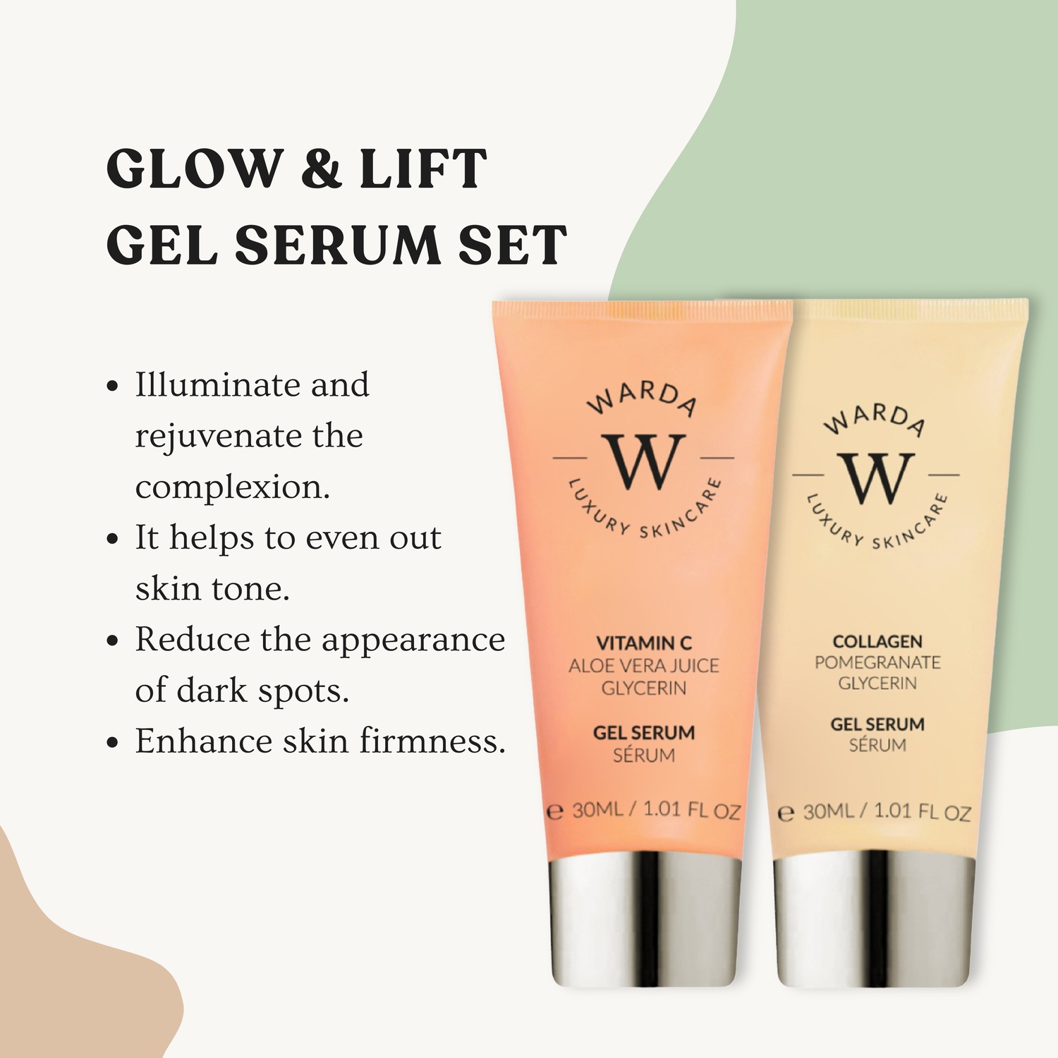 Набор Warda — Для лица glow & lift duo vitamin c gelserum + kollagen gelserum , количество 1 шт., 30 мл — фото 3