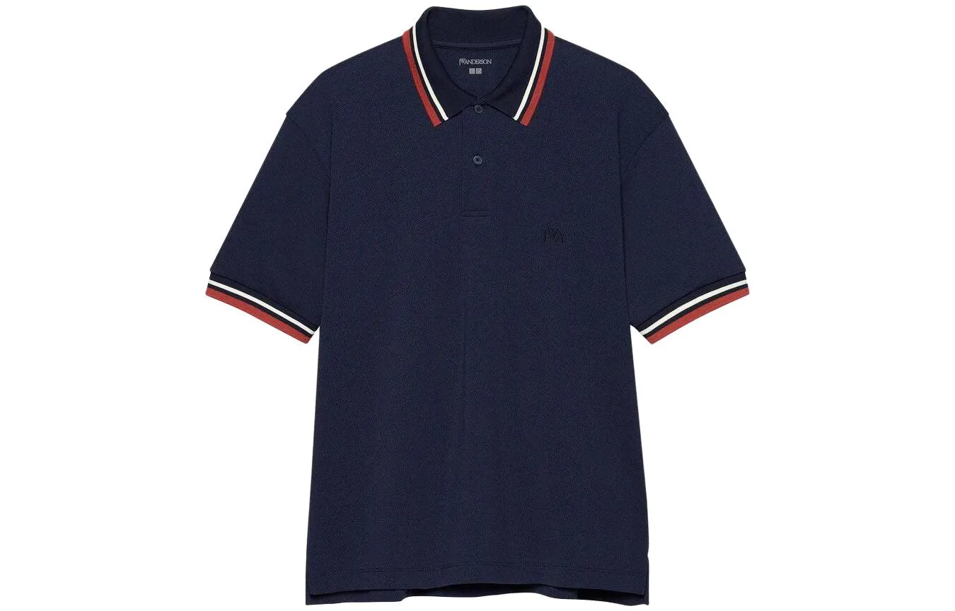 UNIQLO Polo футболка JW Anderson мужская, темно-синяя, с воротником, умеренно прямой крой