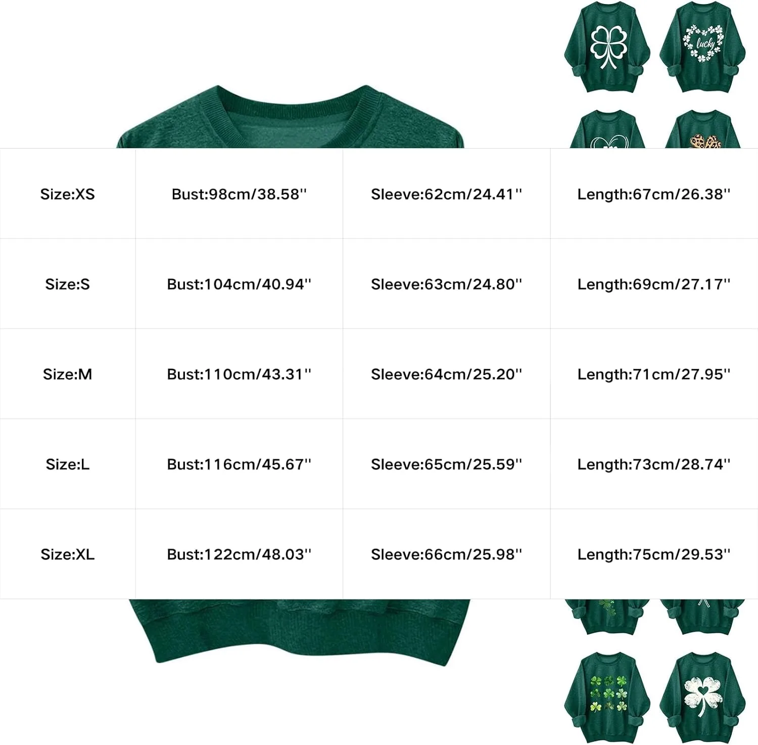 Свитшот St. Patrick's Day для женщин с длинным рукавом и принтом Shamrock — фото 2