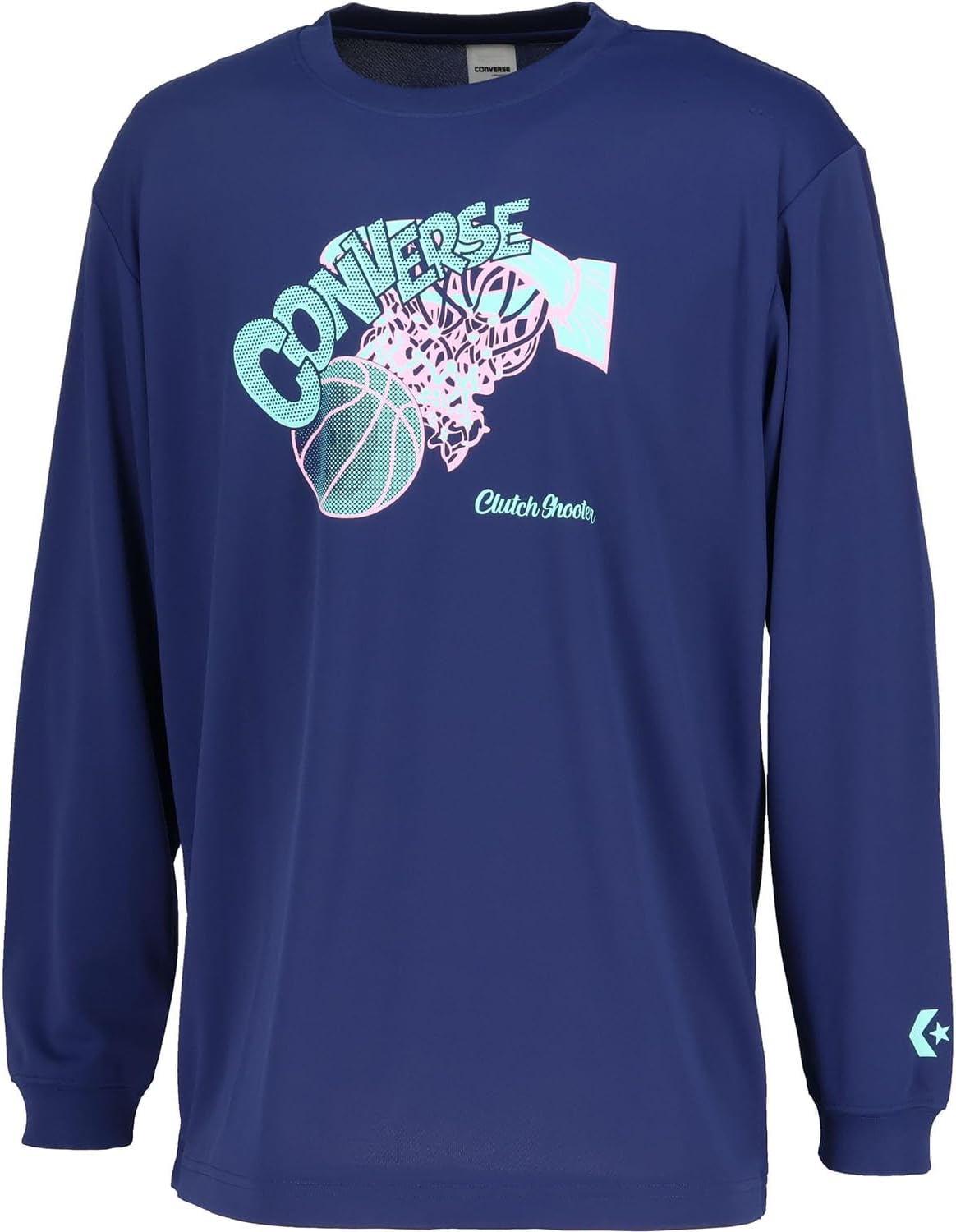 

Футболка с длинными рукавами Converse CB252365L с принтом, влагоотводящая, быстросохнущая, темно-синий