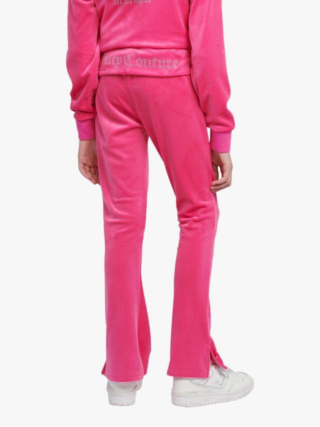 Детские велюровые джоггеры с отворотом Juicy Couture, Fuchsia Purple — фото 3