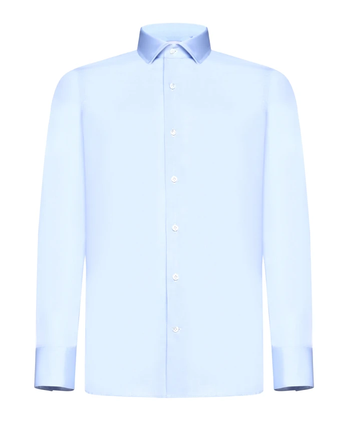 

Яркая хлопковая рубашка с декоративными швами D4.0, синий