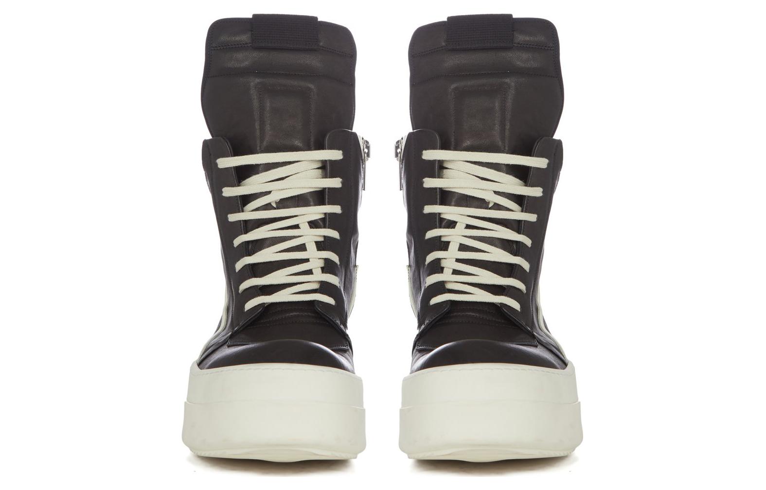 Высокие кожаные кроссовки для скейтбординга мужские черные RICK OWENS — фото 3