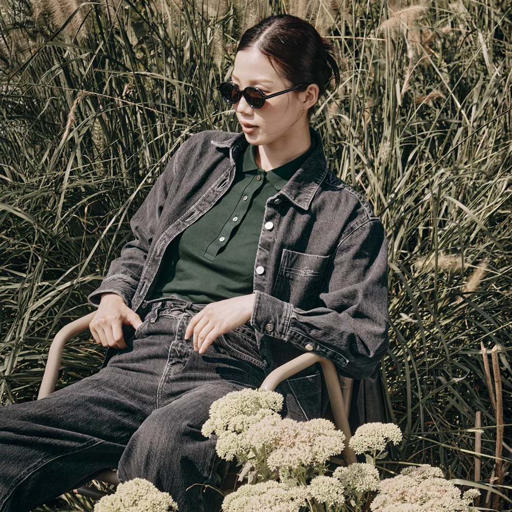 Рубашка-куртка Lacoste, джинсовая, свободного кроя, черная
