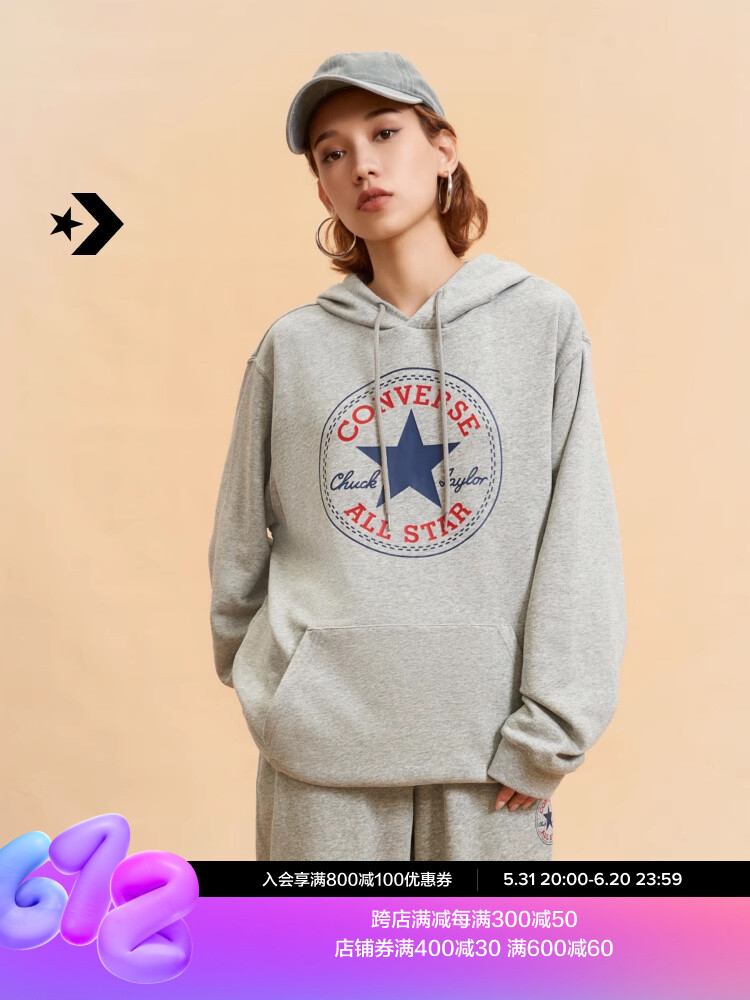 

Толстовка классическая Converse с капюшоном, серый