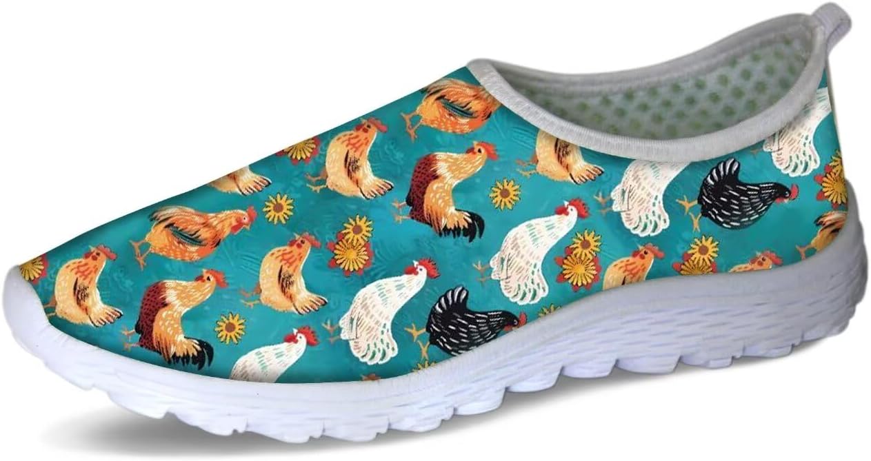 

Рождественские кроссовки Forchrinse с изображением Санта-Клауса, колокольчиков для женщин, удобные кроссовки для ходьбы, мужские слипоны, легкие спортивные кроссовки для фитнеса, Colorful Rooster