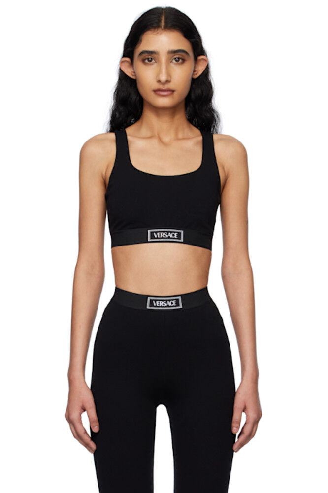 

Черный спортивный бюстгальтер с винтажным логотипом 90-х годов Versace Underwear