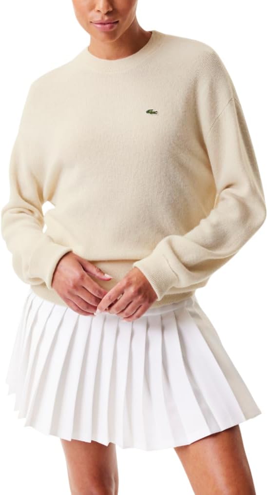 

Женский кашемировый свитер Lacoste с круглым вырезом, Cream