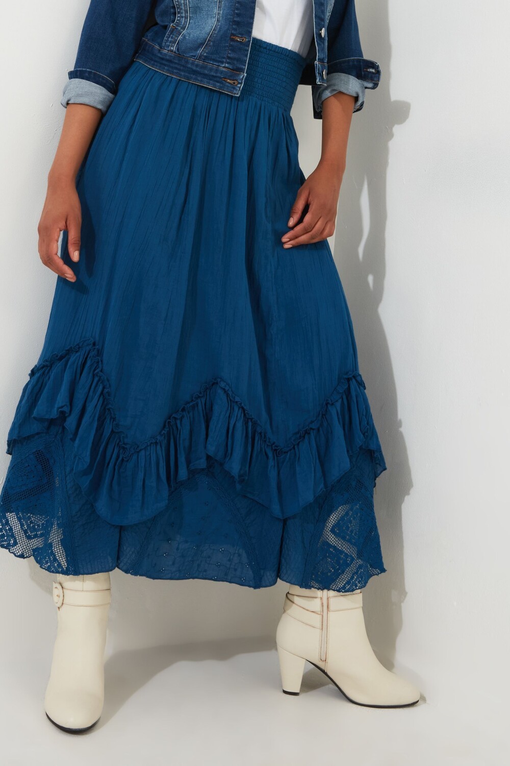 

Юбка макси с кружевным лифом и сборкой на талии Joe Browns, синий