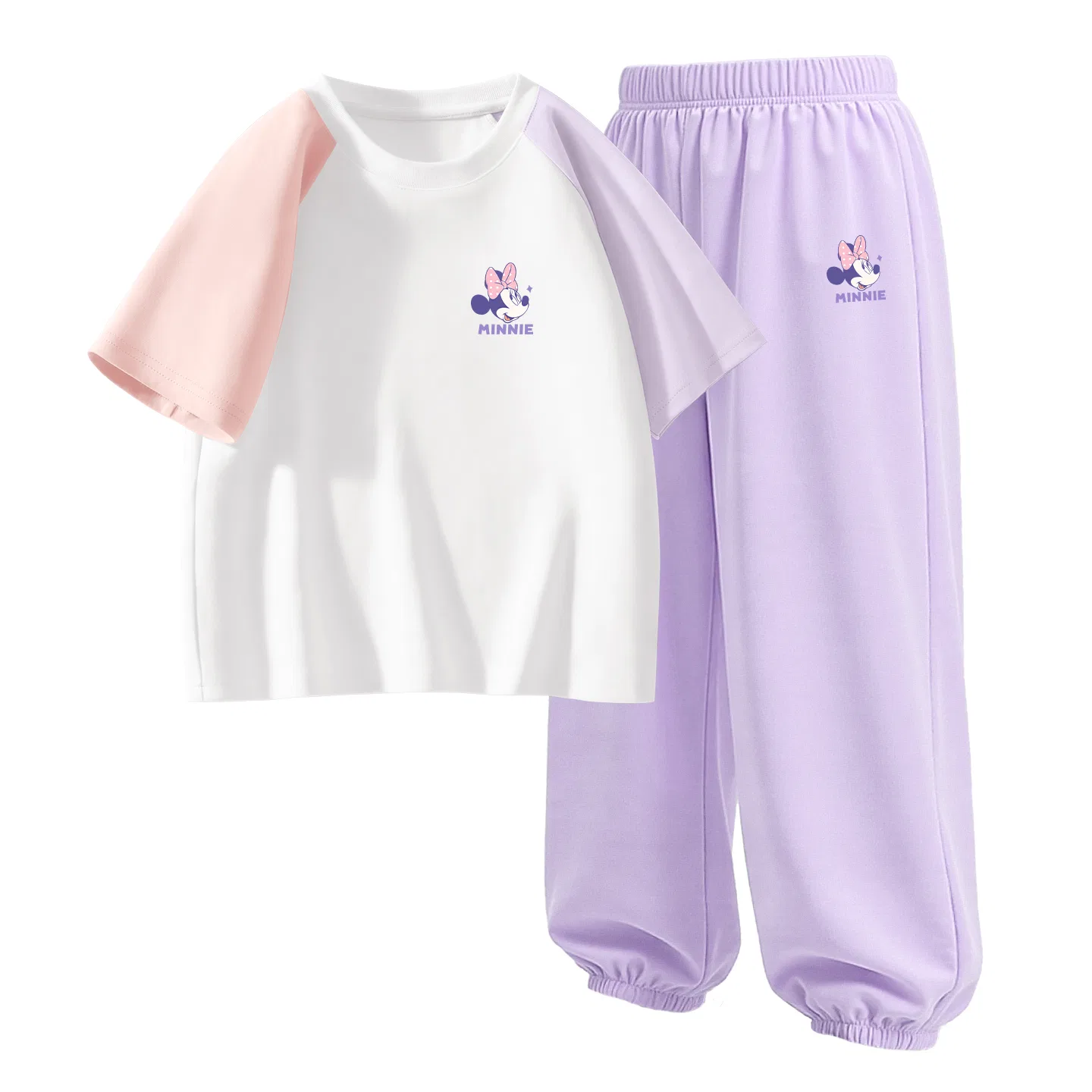 Детская повседневная спортивная футболка с круглым вырезом Disney, Di Qipini K Pink Purple+Di Qipini K Taro Purple — фото 4