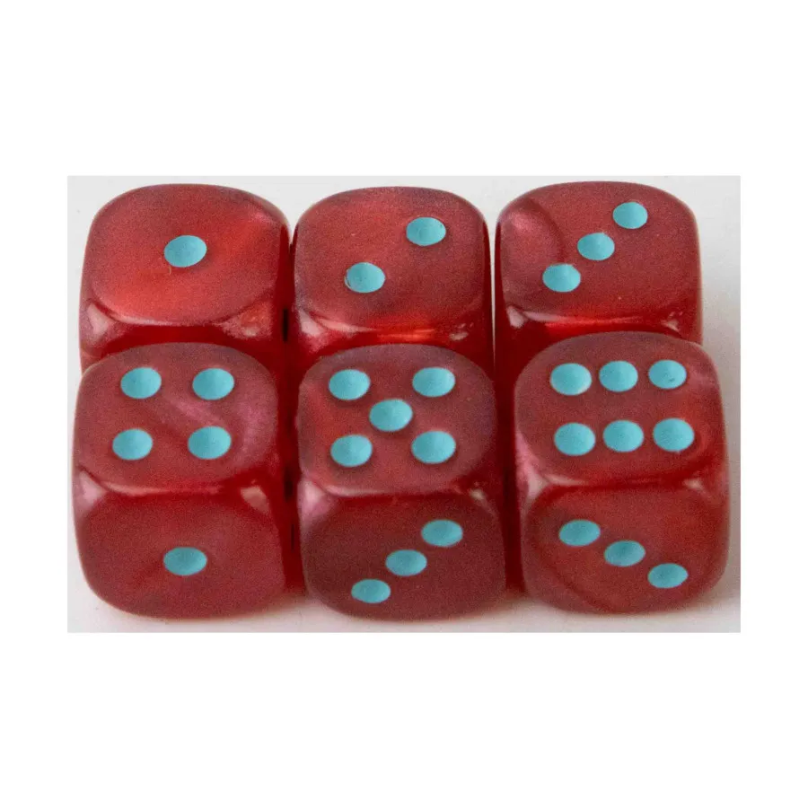 

d6 12мм Красный с аквамарином (6), Dice - Satin, 12mm (Crystal Caste)