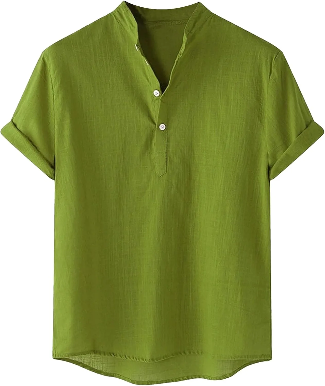 

Мужская летняя льняная футболка henley с коротким рукавом и воротником стойкой SWJGLITTR