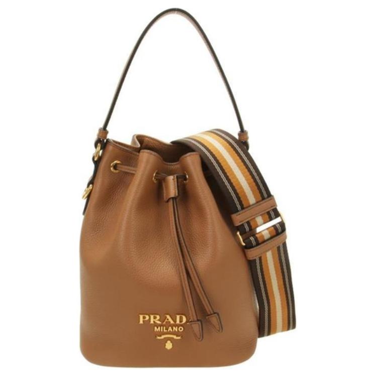 

PRADA Кожаная сумка-ведро Сумка через плечо Кроссбоди Женская сумка коричневого цвета