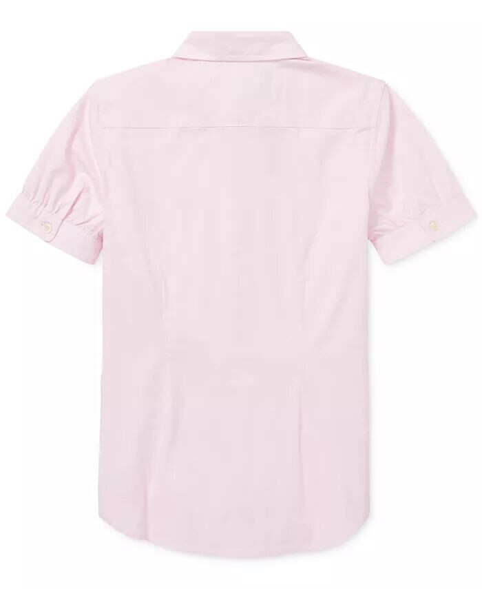 Однотонный топ Oxford с короткими рукавами для больших девочек Polo Ralph Lauren, синий — фото 3