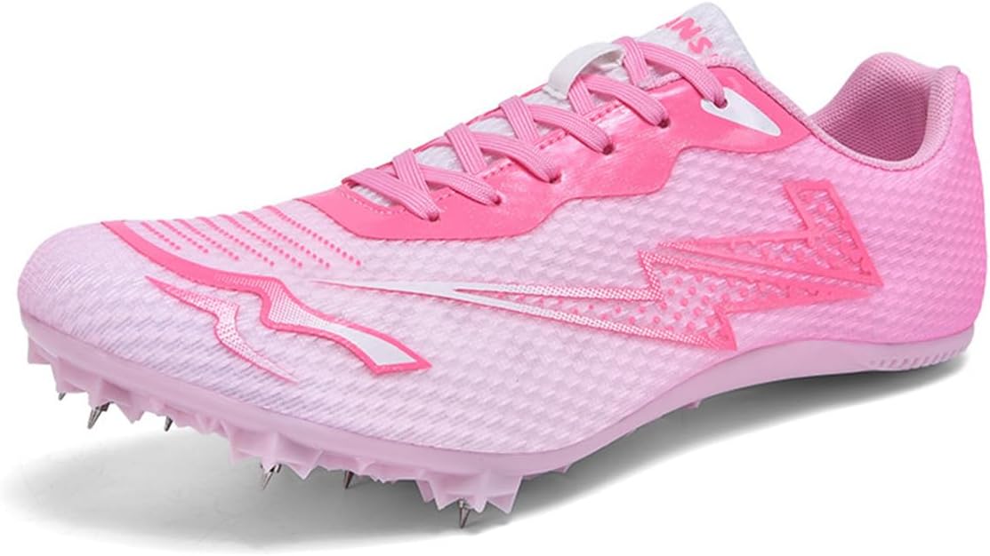 

Мужские и женские кроссовки для легкой атлетики, профессиональные беговые с шипами, для спринта и гонок, дышащие, легкие, для барьерного бега и соревнований Donfaauk, розовый