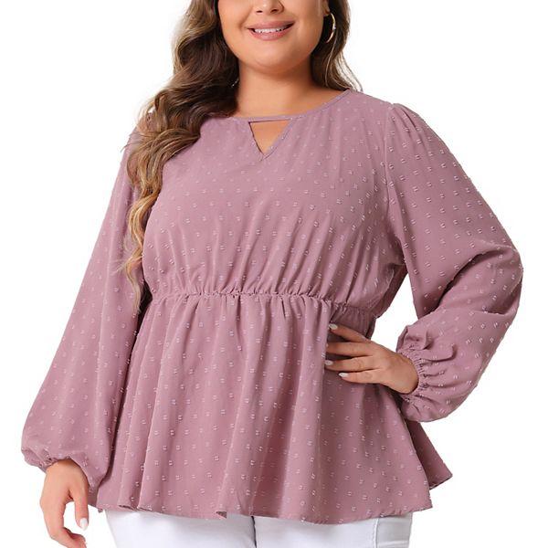 

Блуза с длинными рукавами и вырезом-замочной скважиной в стиле беби-долл, размер plus size Agnes Orinda