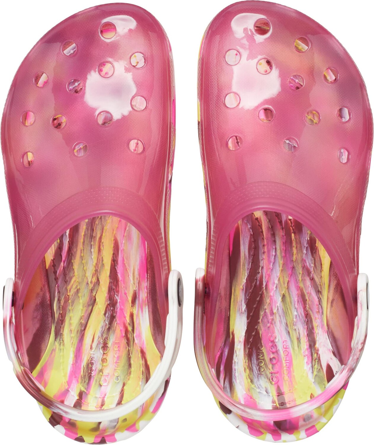 Сабо Crocs Classic Translucent Clog, цвет Fuchsia Fun/Multi Marbled — фото 2