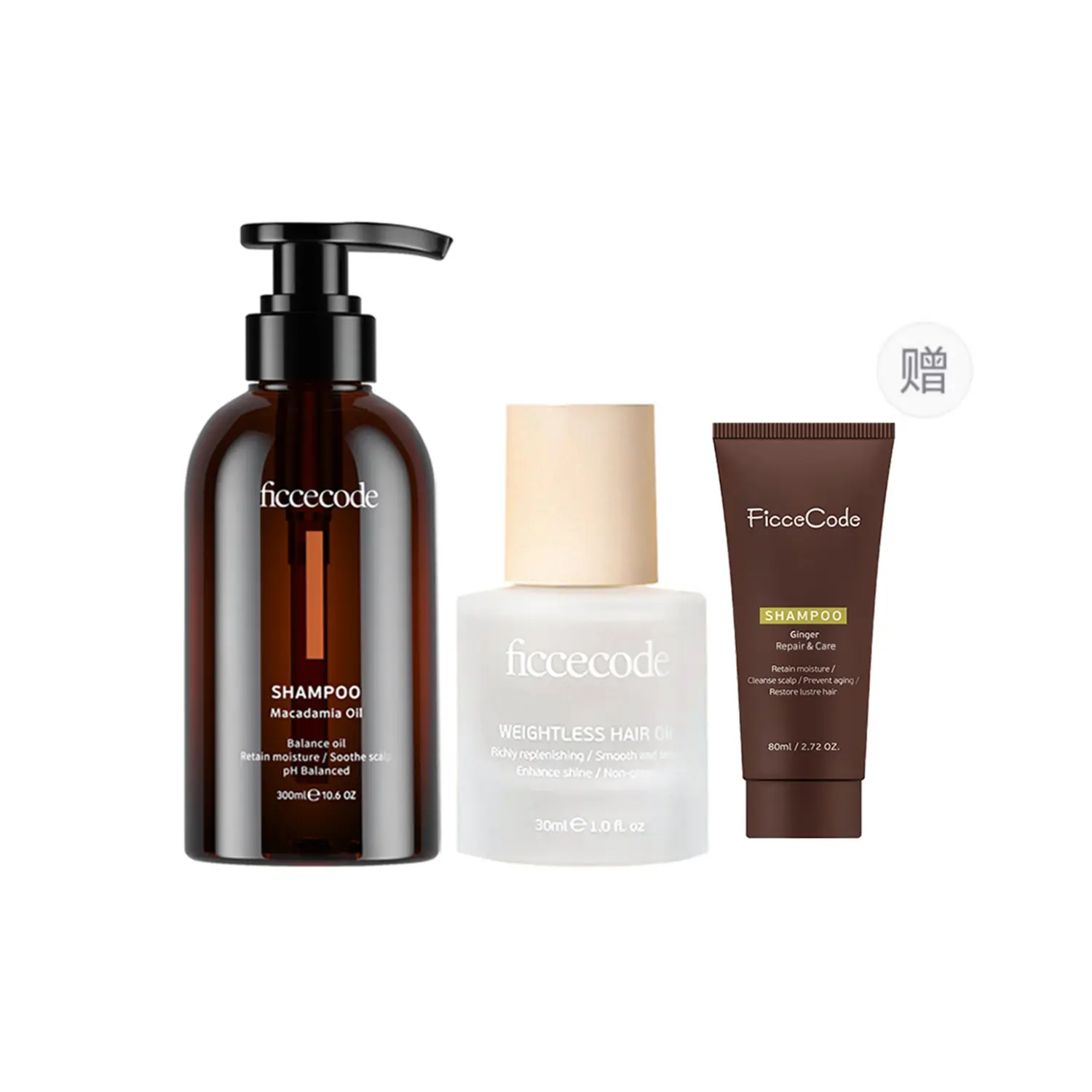 

Глубоко питающий шампунь с аминокислотами и орехами 300мл + успокаивающее масло для волос против пушистости и восстановления 30мл FicceCode