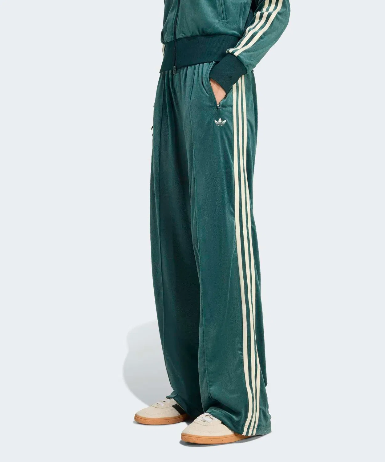 Трекпанты из вельвета с цветочным принтом adidas Originals x Liberty London, свободный крой, зелёные