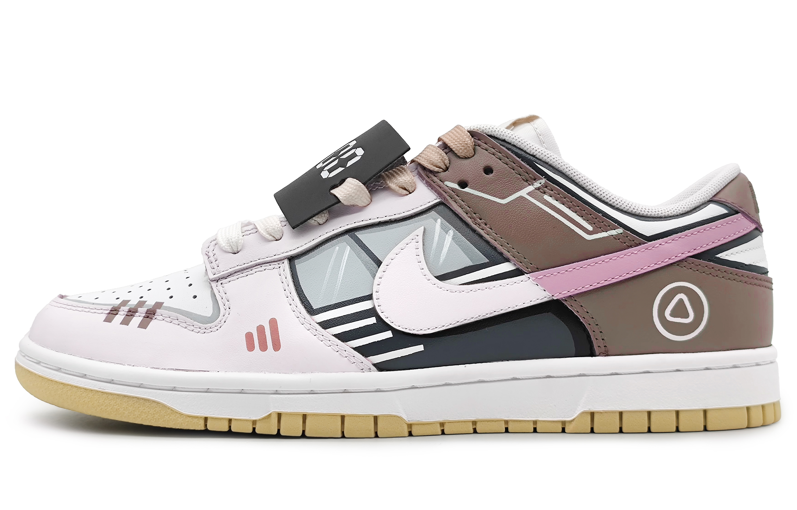 

Кроссовки Nike Dunk Skateboarding Shoes Men Low-top White/Pink/Brown, белый