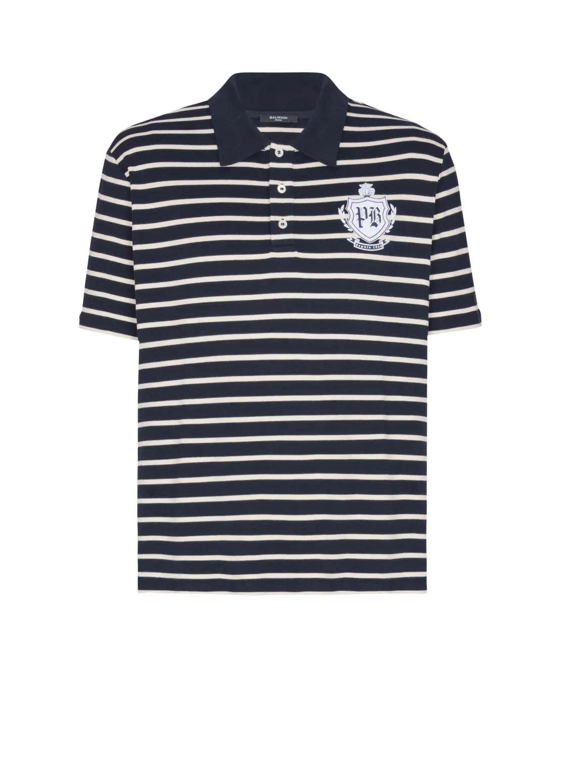 

Поло в полоску с эмблемой колледжа Balmain, синий