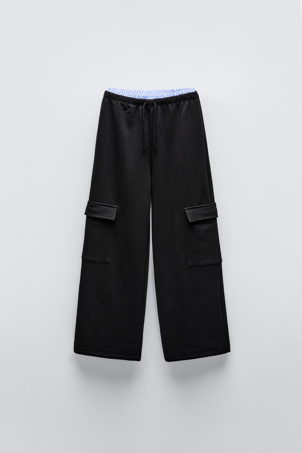 

Брюки карго из флиса с поясом ZARA, черный