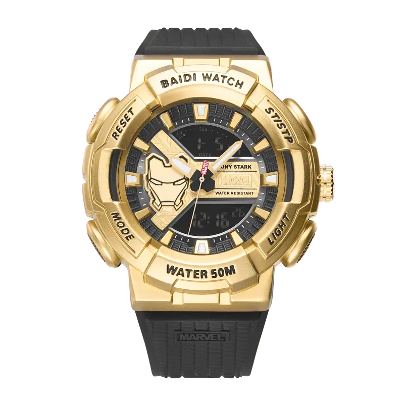 

MARVEL Часы Hero Collection Electronic Movement TPU Strap Watch Men's Watch Gold Dial M-5039G