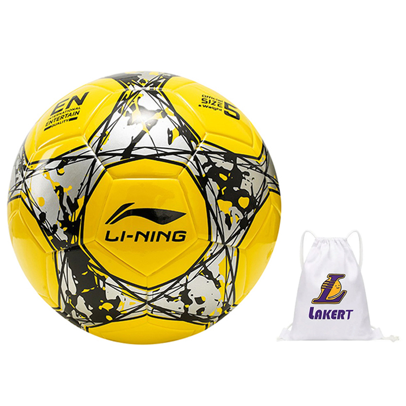 

LINING Размер 5 футбольный мяч TPU бесшовный термосварной унисекс ярко-желтый