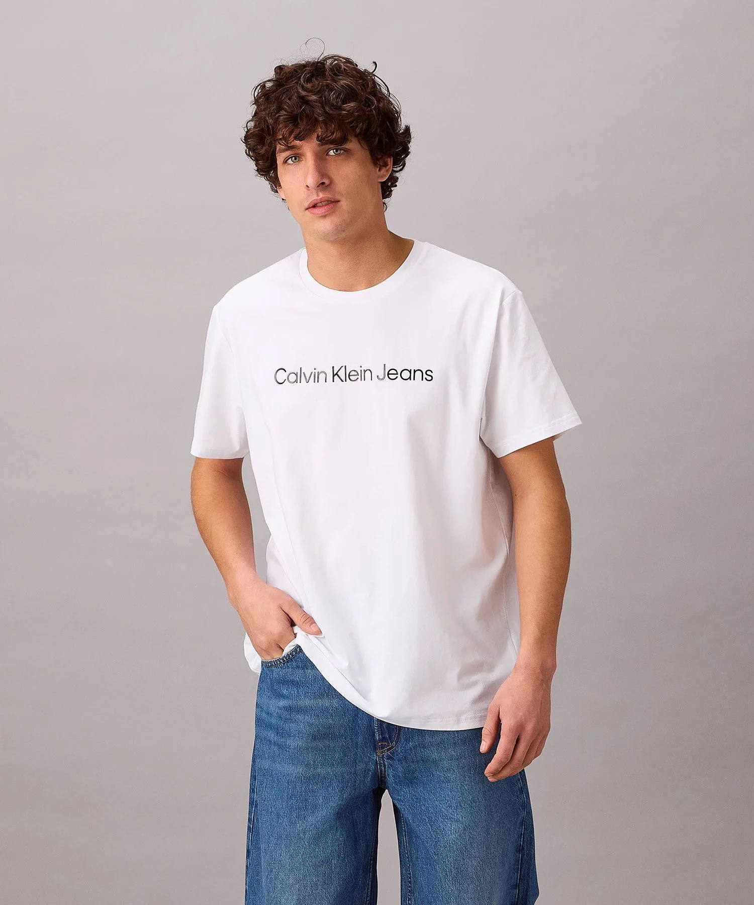 Унисекс футболка с логотипом Calvin Klein короткий рукав белая