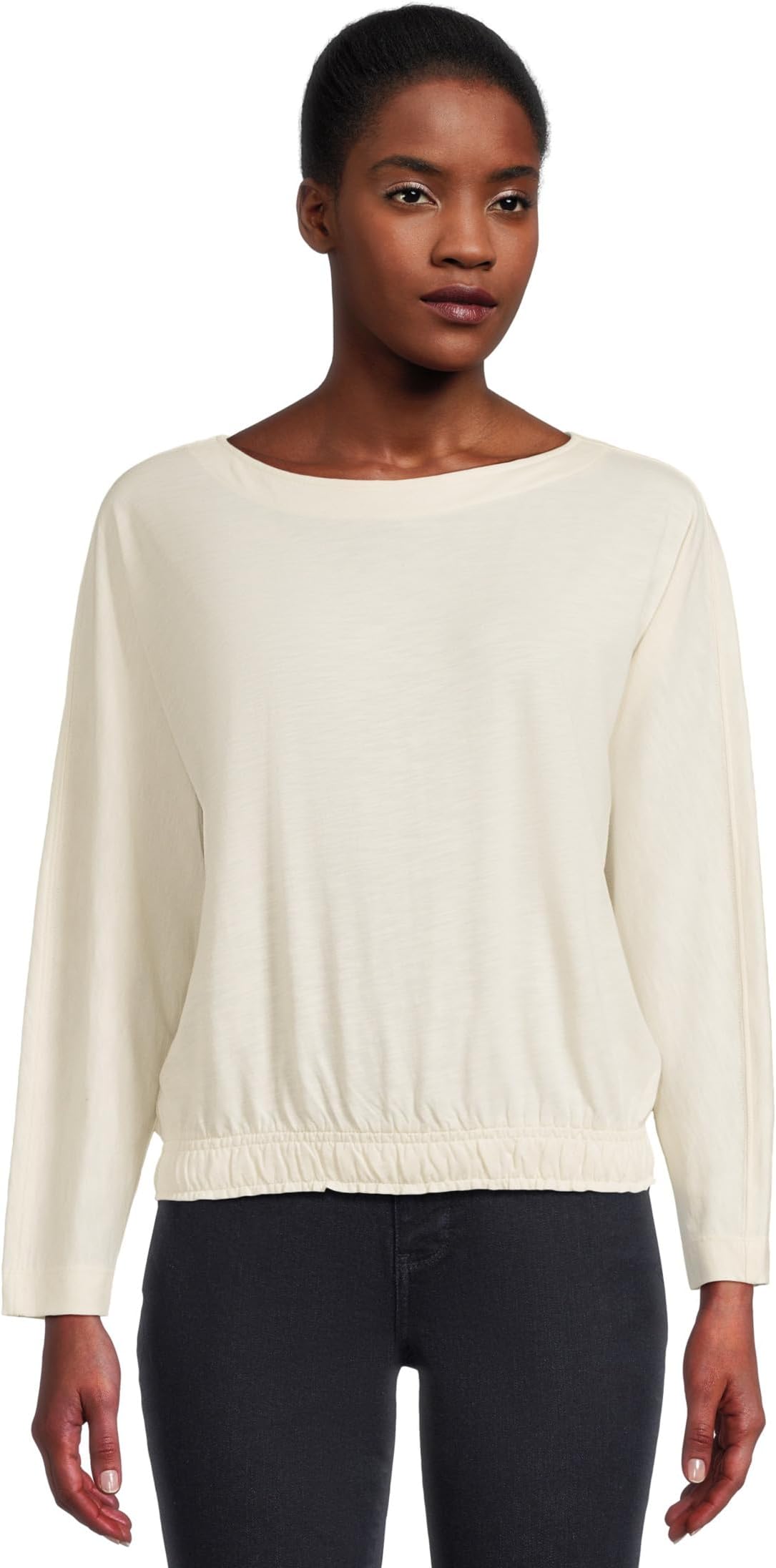 

Женский джемпер с эластичным подолом и вырезом-лодочкой Lilla P, Talc