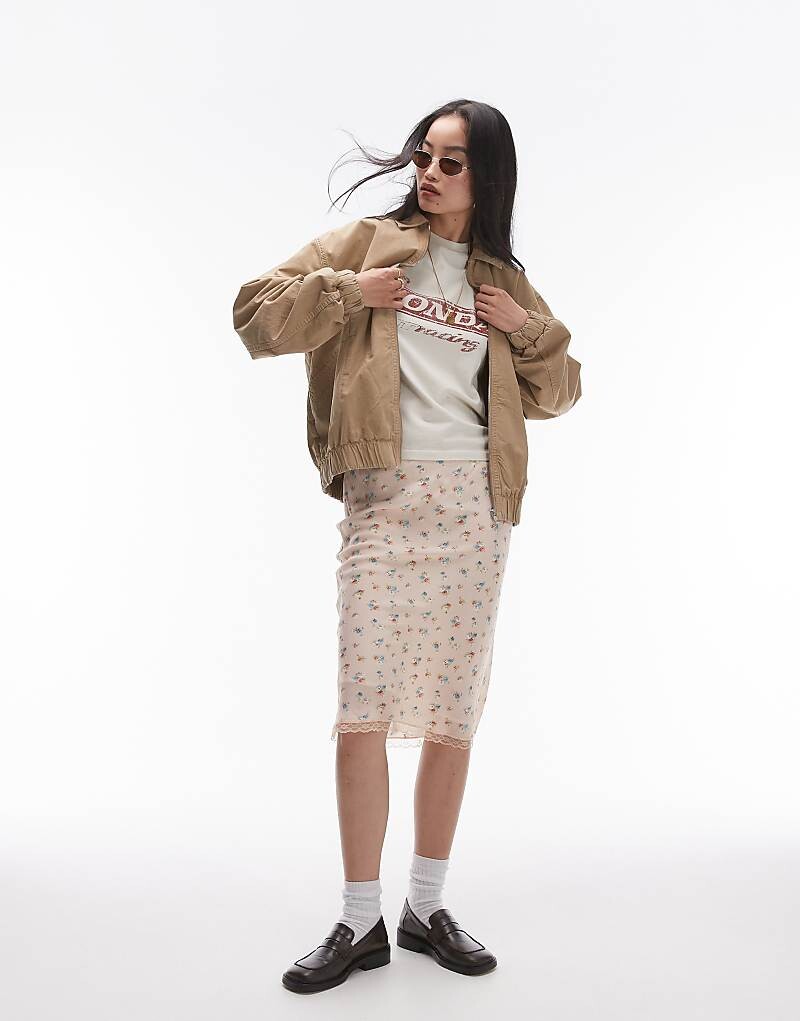 

Topshop — бомбер оверсайз каменного цвета с хлопковым воротником