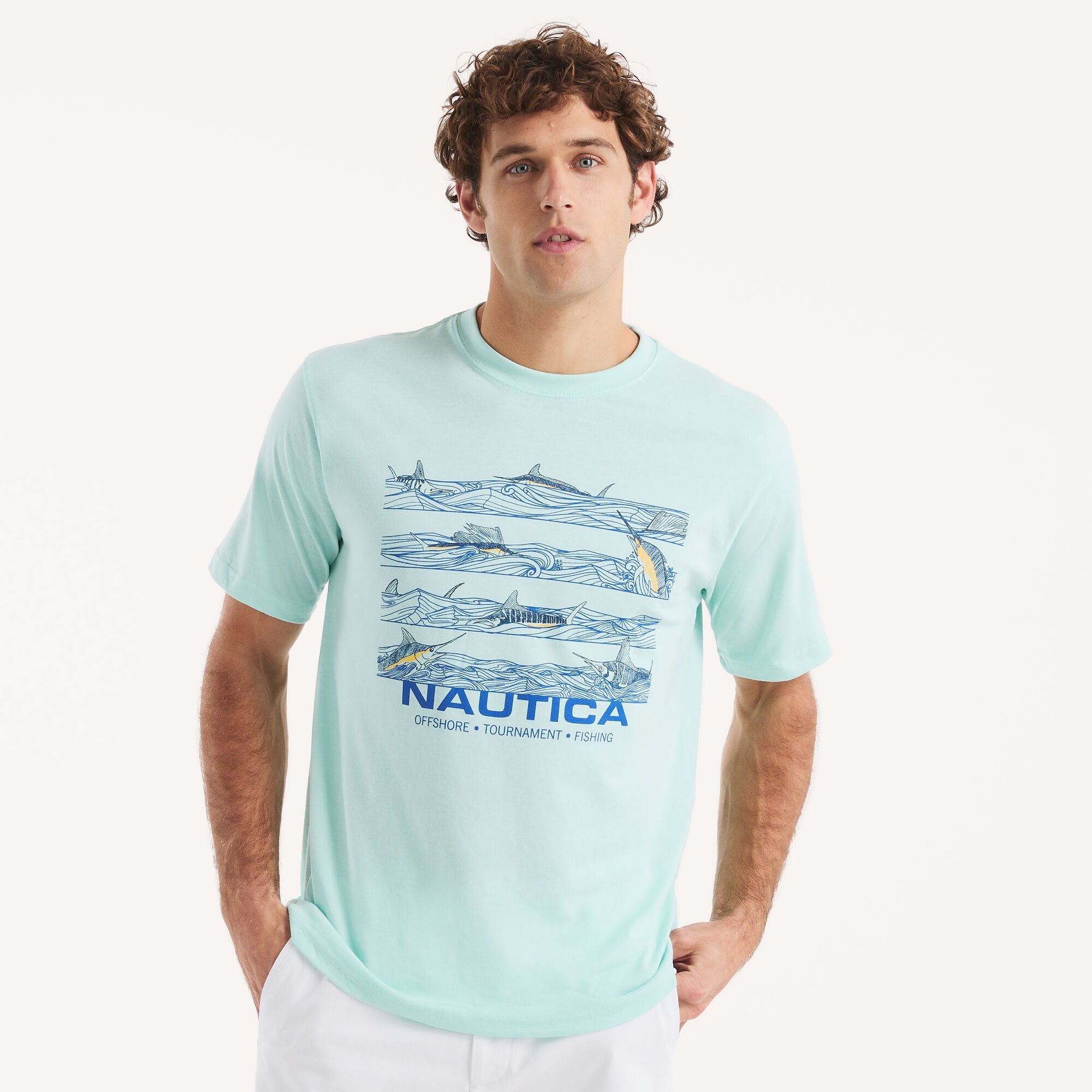 

Футболка Nautica Mens Nautica Otf Graphic, цвет ice blue
