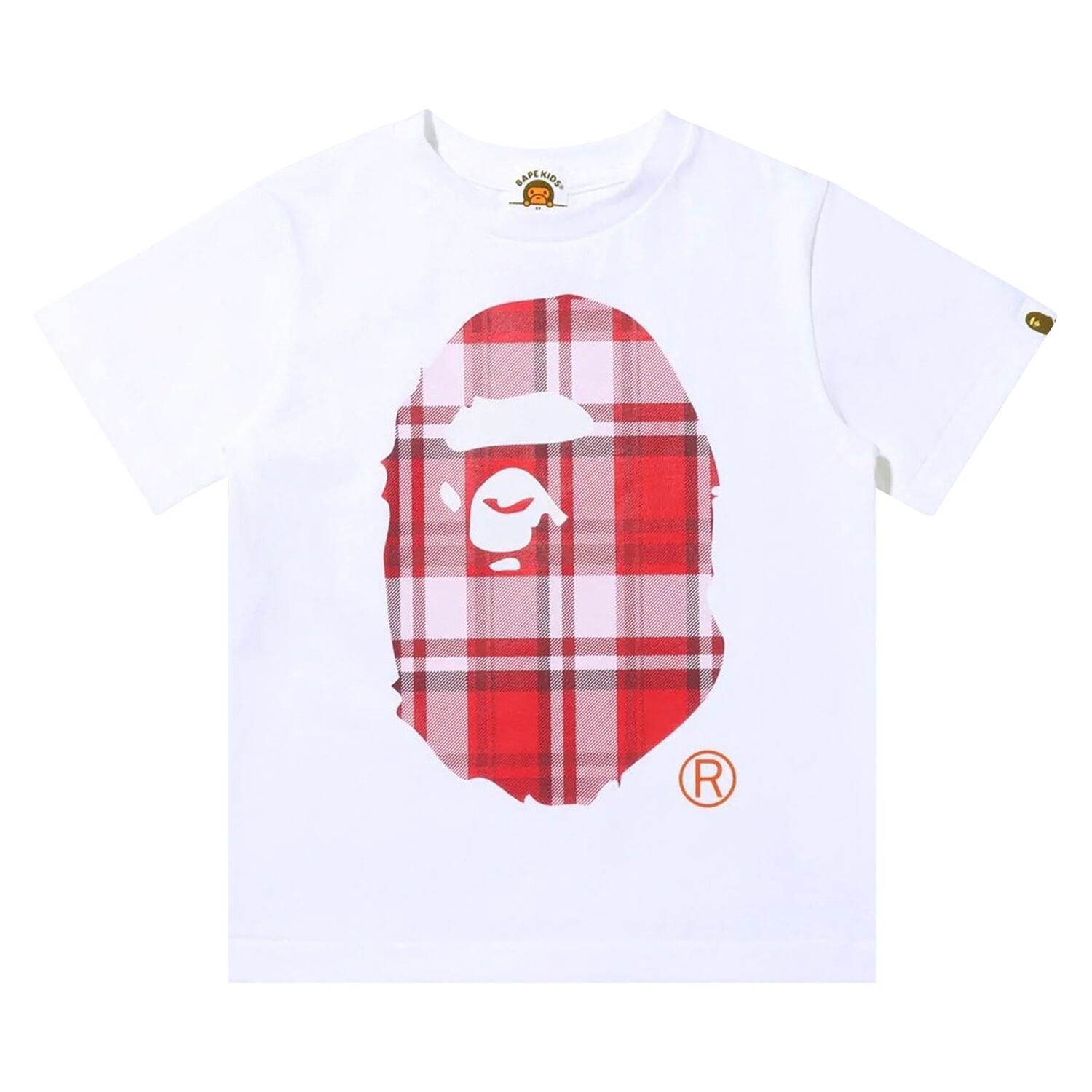 

BAPE Подарочная футболка с головой обезьяны в клетку, цвет Белый