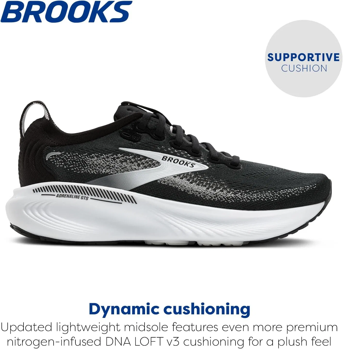 Мужские кроссовки Brooks Adrenaline GTs 25, Black / Grey / White — фото 2