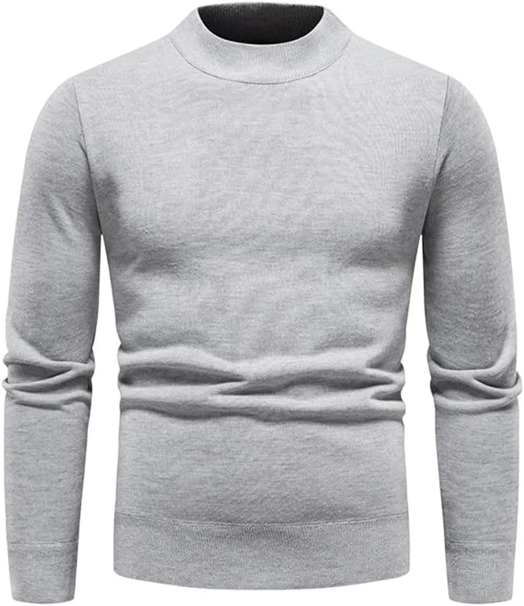 

Мужской простой полувысокий воротник теплый свитер с длинными рукавами