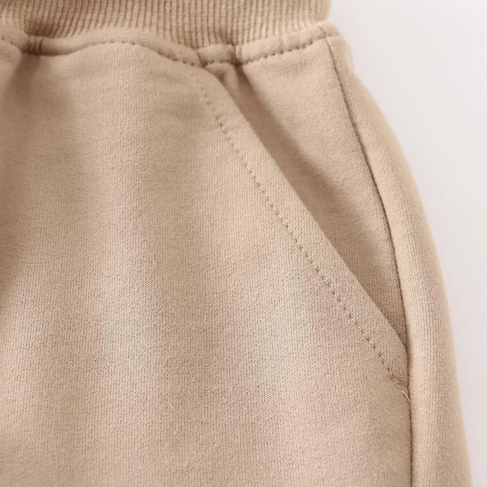 Детские спортивные шорты на завязках HahaNice, двухцветные (Khaki & Beige) — фото 4