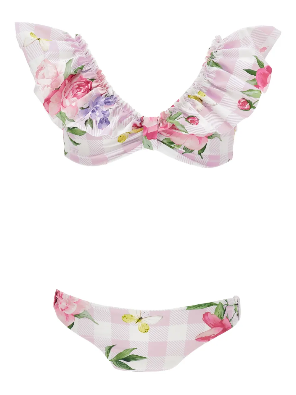 

Бикини с оборками и цветочным принтом Monnalisa, белый