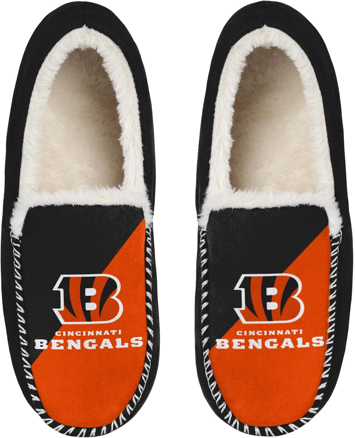 

Унисекс-тапочки FOCO NFL с официальной лицензией с отделкой шэрпа и основным логотипом в стиле color block, Cincinnati Bengals